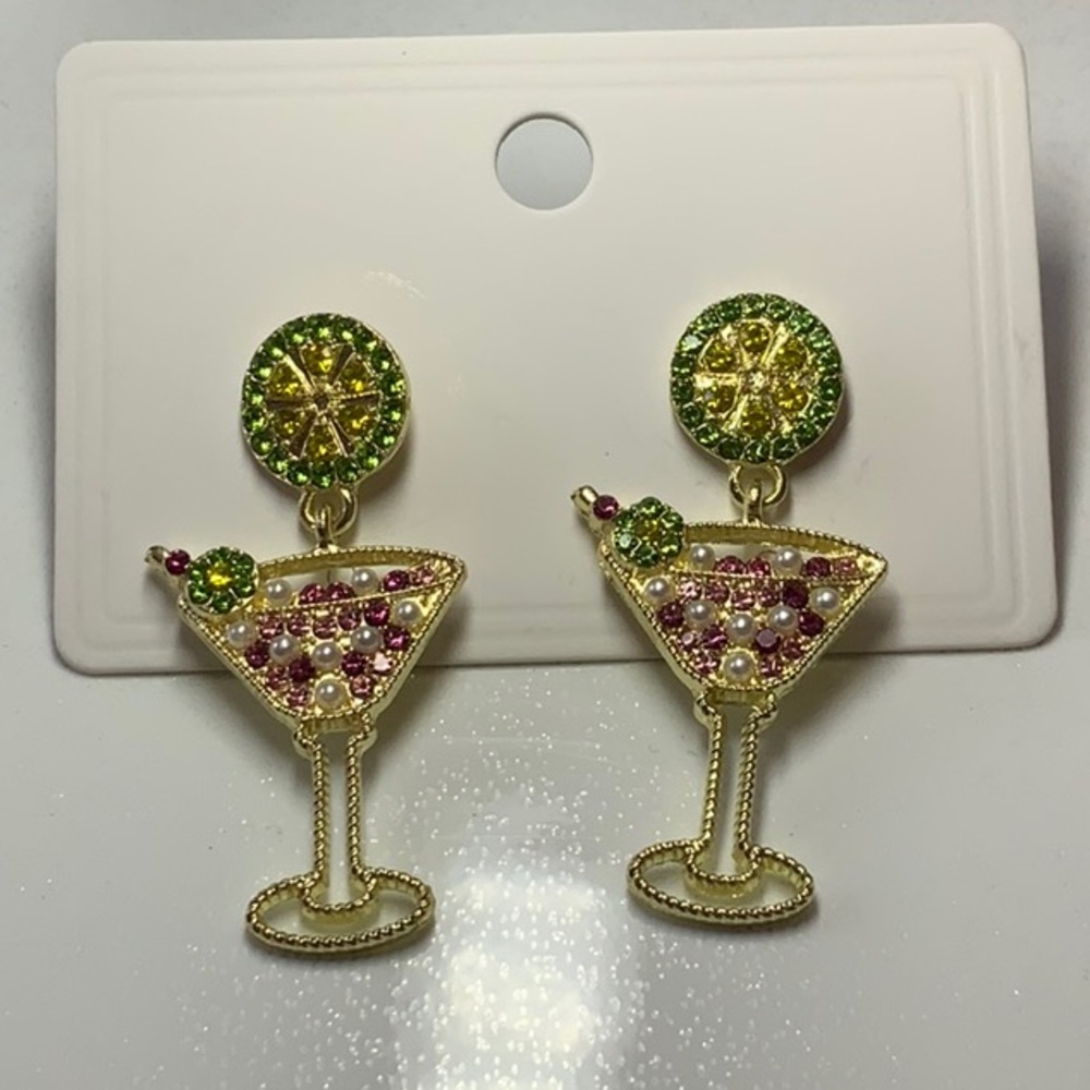 Gold and Green Cocktail Earrings